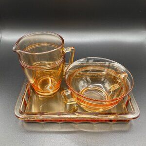 Vintage Fostoria Priscilla Amber Depression Glass Set